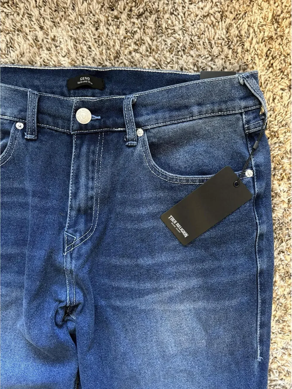 True Religion Geno Relaxed Slim Flap Jeans Men’s Size 34x32 Harmonious Wash NWT